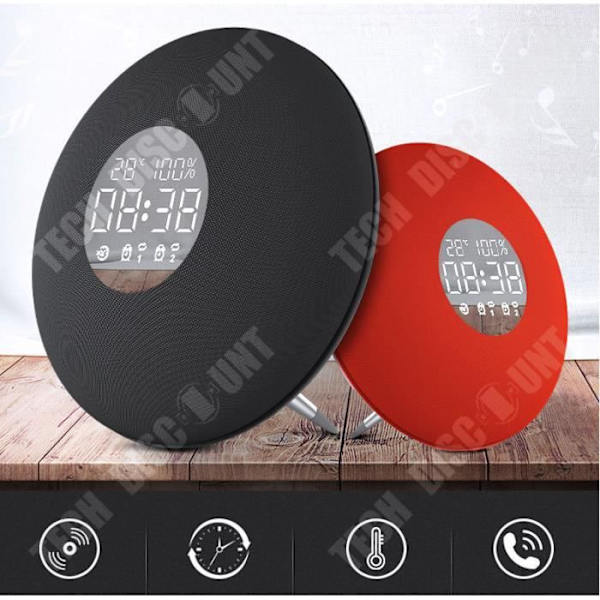 TD® Dubbelhögtalare HIFI Bluetooth Musikspegel med fjärrkontroll Bluetooth Väckarklocka Högtalare Röd Färg