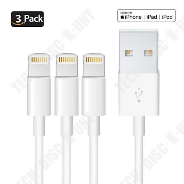 TD® 3 kpl USB-kaapeleita Apple-tuotteille iPhone iPad iPod Tietojen siirto Korkea nopeus Yhteensopivuus USB XS XR 8 7 6 Plus Nopea