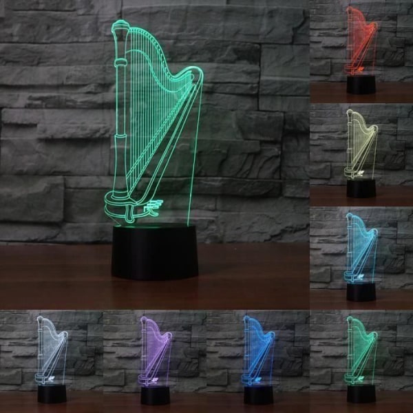 3D LED Nattljus Harpa Touch Skrivbordslampa Sovrumslampa Musikinstrument Belysning för heminredning Aa12304