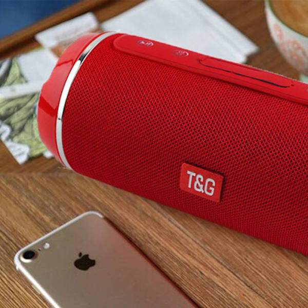 I® War Drum trådløs Bluetooth højttaler dobbelt subwoofer stereo højttaler vandtæt tønde lille højttaler rød Röd