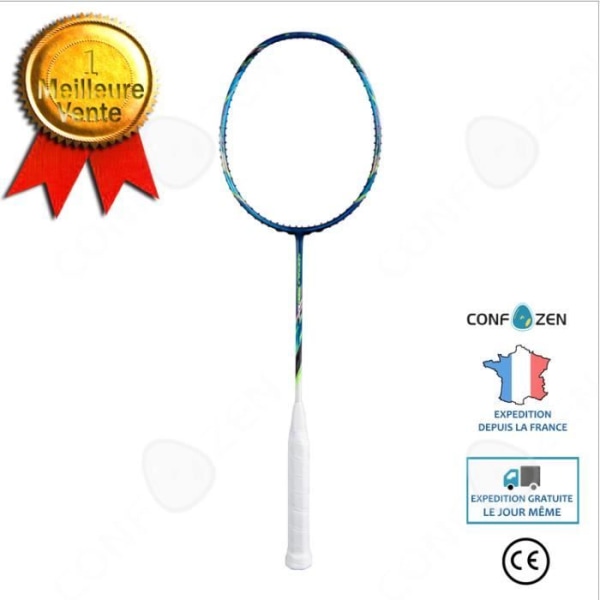 CONFO® badmintonracket helt i kol, ultralätt enkelskott offensiv vuxenracket