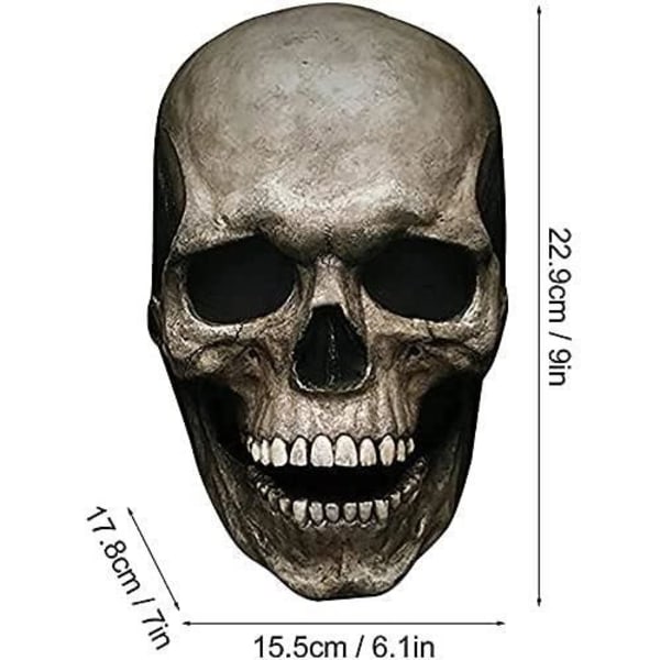 Helskallehjälmmask med rörlig käke Skrämmande Halloween-masker Helskalle 3D-skelettmask Halloween[1776]