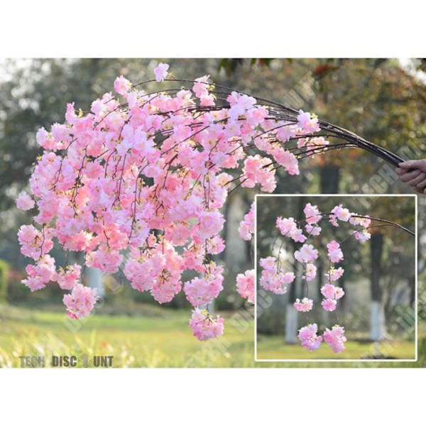 TD® kunstig kirsebærtræ rosa potte bryllup blomster gren plastik tør udendørs dekoration hjem fødselsdag japansk plante