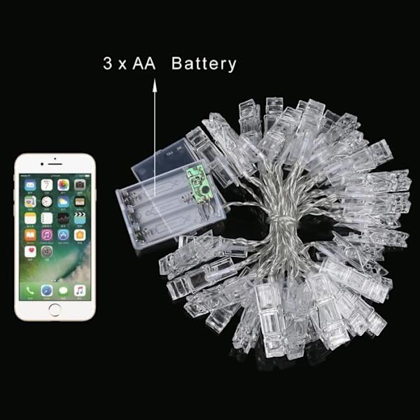 LED-ljusslinga - MC - 40 - 4 m - Batteri - Transparent klipp - Inomhus/Utomhus Vit varm