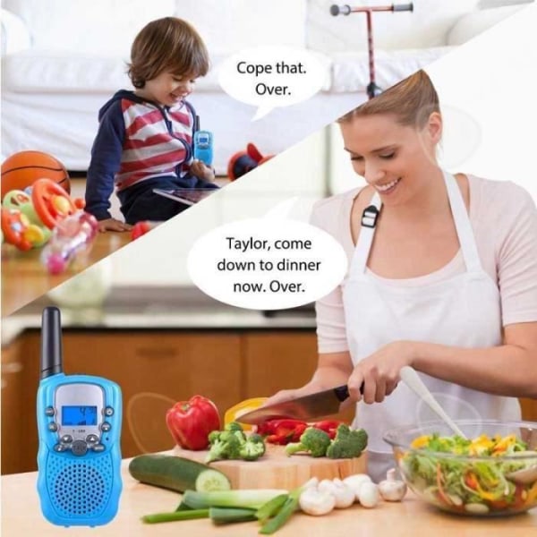 C® uppladdningsbara walkie talkies, uppladdningsbara walkie talkies för barn 3 km långdistans intercom Julklapp för barn (blå)