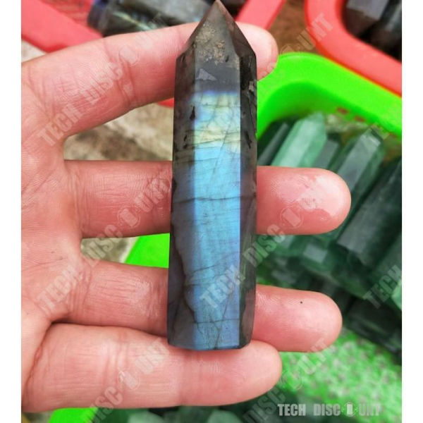 TD® Labradorite Tip Skyddande ädelsten, lugnande, positiv energi, avslappning Aura Chakra dekoration 16 x 4 cm
