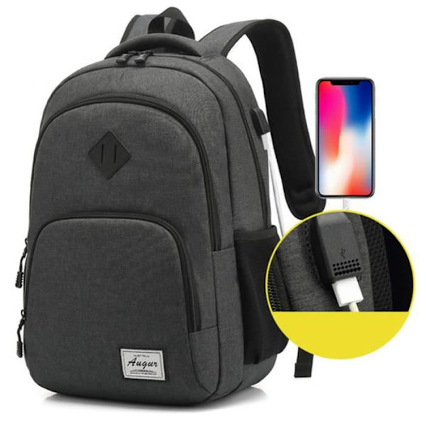 TD® Rygsæk til bærbar computer 17,3 tommer til mænd og kvinder med USB-opladningsport til universitet og erhvervsliv 35L (17,3 tommer, B6-Grå)