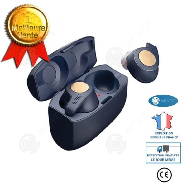 I® Trådlösa hörlurar In-ear Bluetooth-headset, brusreducering, pekkontroll, lämplig för sportblått