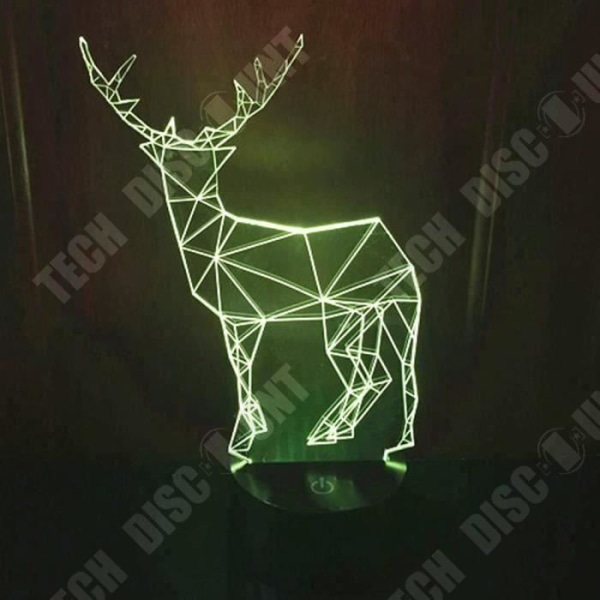 TD® Kosketus-optinen koristelamppu 7 väriä optinen illuusio - hirvimalli - alhainen kulutus USB-kaapelilla tai 3 AAA-paristolla