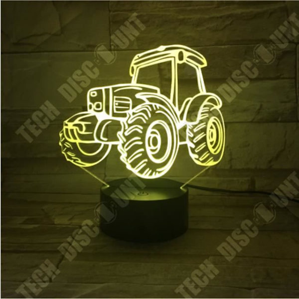 TD® Traktor 3D LED Nattljus 7 Färger Touch Baby Sömnbelysning Bordslampa Bil Vardagsrumslampa Barn Present J