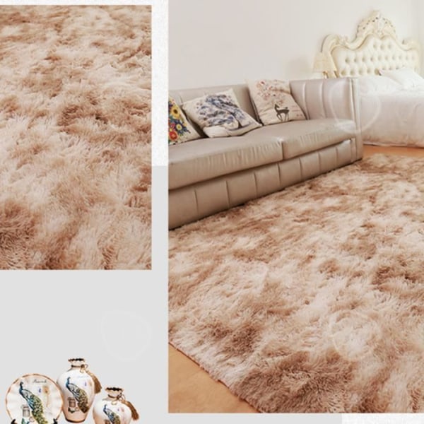 CONFO® Shaggy Stue Tæppe 200 x 300 cm Beige indendørs dekoration stue udendørs soveværelse skridsikker moderne komfort vaskbar mac