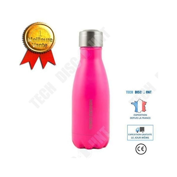 TD® Isoleret Flaske Dobbelt Væg Volumen 260 ml Mat Rosa/Kompakt Form/Ergonomisk/Økonomisk/Stor Volumen/Isolering