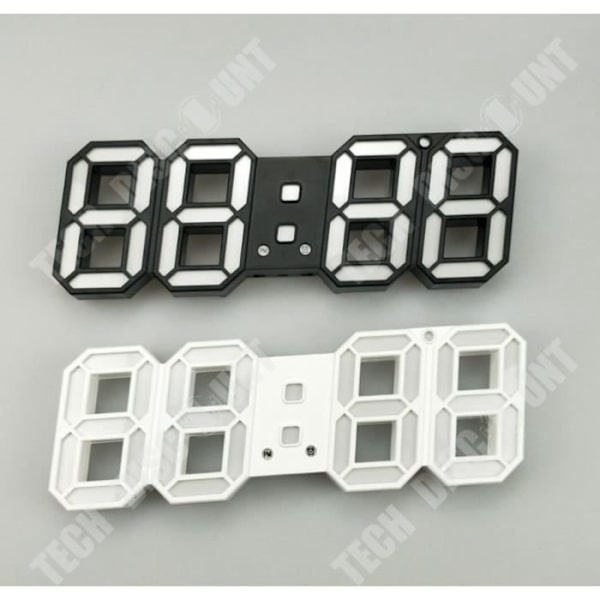 TD® LED-seinäkello 3D Moderni Design Digitaalinen kello | Herätyskello | Yövalo | Luova digitaalinen stereokello | violetti