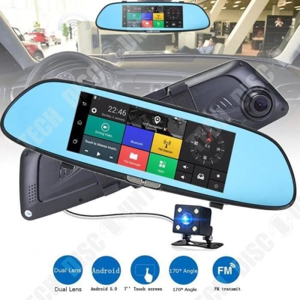 TD® Backspegel HD 1080P 7 tum Touch videobandspelare G-sensor - kamera DVR-Biltillbehör för parkering