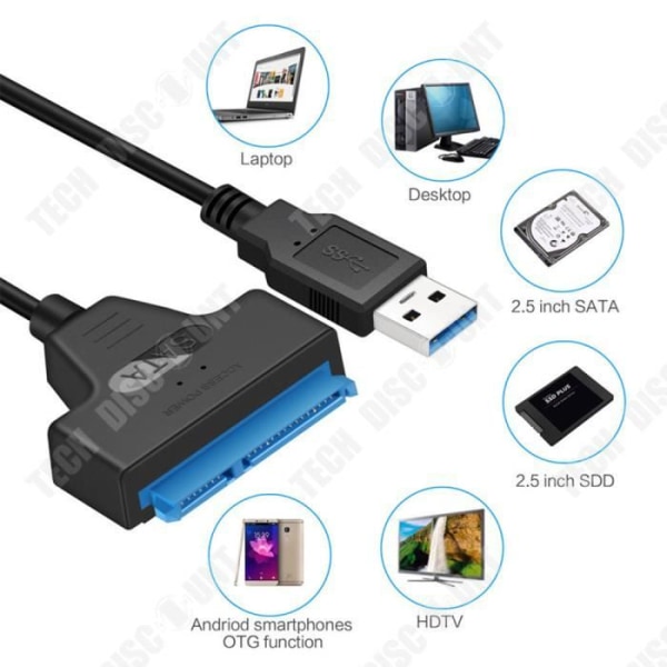 Câble Easy Drive USB till SATA-hårddisk 2,5/3,5 tum Installation utan hårddisk Plug and Play Hög hastighet överföring