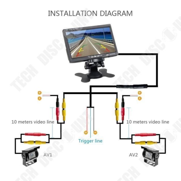 TD® Podofo 7" LCD dubbel backkamera Bilmonitorsats för lastbilsbuss RV 18 IR LED Night Vision Backup-kamera
