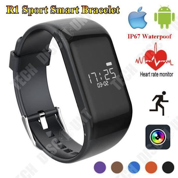 TD® Smart Watch Vattentät Bluetooth Watch IP67 Fitness Armband med Pulsmätare Sömnövervakning Svart Färg