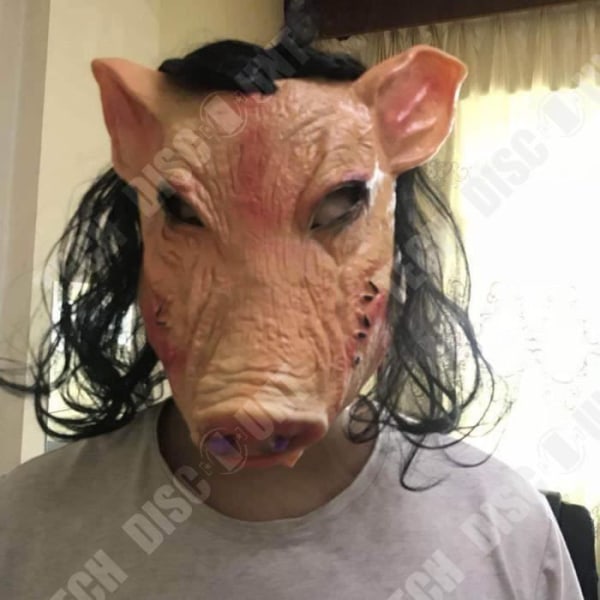 TD® Decorativ maske af svin inspireret af SAW i høj kvalitets latex til kostumer, cosplay eller halloween maskerade.