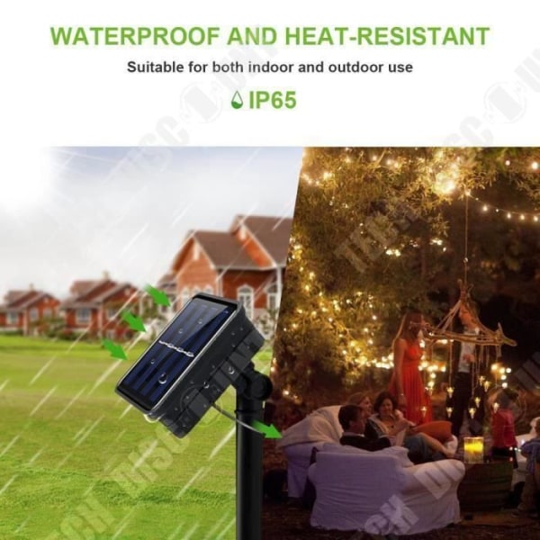 TD® Solarlampe Lyskæde 20m Udendørs, Have, Terrasse, Bryllup og Julefest Belysning Udendørs Accessory