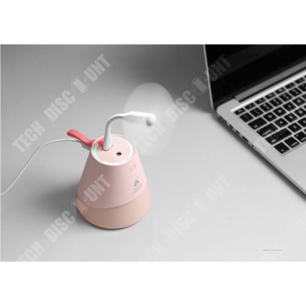 TD® 3 i 1 USB luftfuktare med minifläkt - Nattljus luftfuktare för hem, kontor - luftrenare behandling