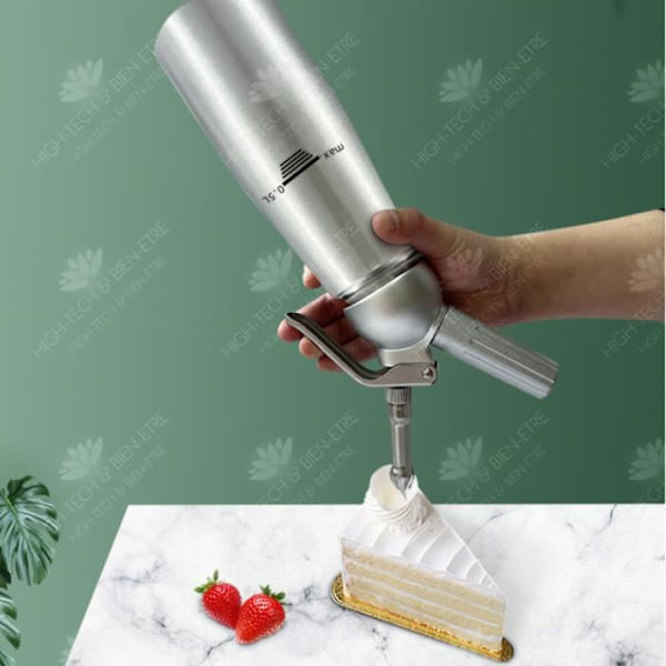 HTBE® 500 ML täysin alumiininen silikonikakku- ja jäätelöspray-koristuslaite kotitekoisiin jälkiruokiin