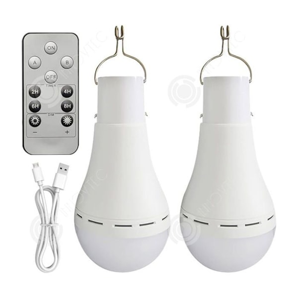 INN-glödlampa 2st 12W USB-uppladdningsbar glödlampa med fjärrkontroll Superstark bärbar glödlampa för utomhuscampinglampor