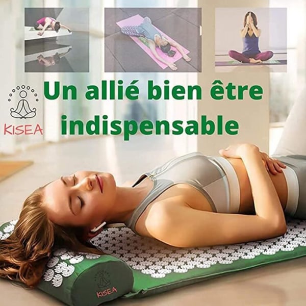 TD® Akupressur Kit Mat Massagekudde Akupunkturkudde för Yogabehandling Smärtspänning Mörkgrön 68×42×2.