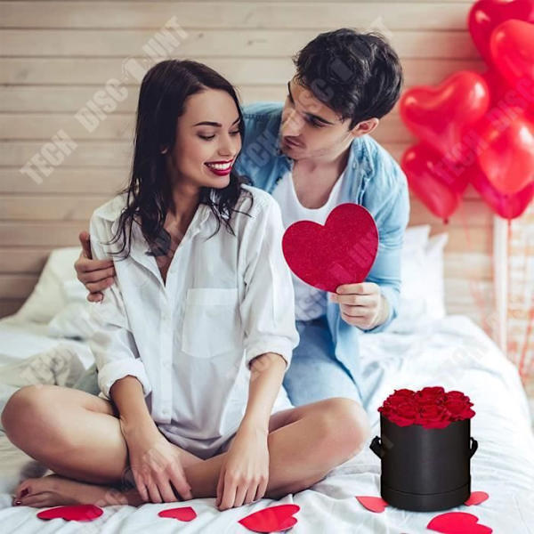 TD® 12 Bevarede Blomster Gave Kram Spand Rosa Æske Håndlavet Dekoration Gave Valentinsdag Let at Bevare