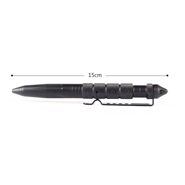 TD® Multifunktionel pen - aluminium taktikpen - bærbar pen - sort
