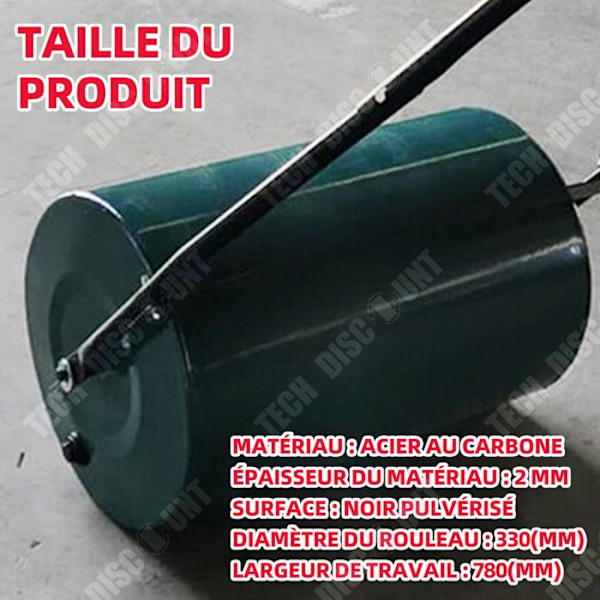 TD Plæne rulle 40 cm med sprøjtbeskyttelse, metalrulle, grøn, have, højt modstandsdygtig, fyldning med vand eller sand, have rulle