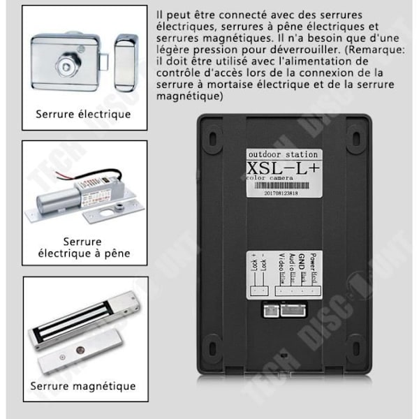 Sonnette Kit kamera, 7 tuuman värivideo HD Sonnette Villa Intercom yökuvaus sääsuojattu älykäs Sonnette video