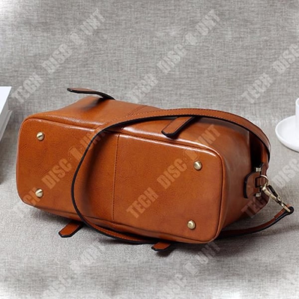 TD® Tas til kvinder i oliebehandlet læder, retro Boston taske, læder skuldertaske til modebevidste kvinder