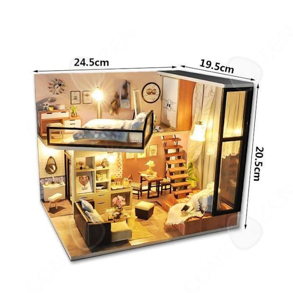 C® DIY LED Dukkehus Miniature Træ Møbel Legetøj Kreativ Gave Jul