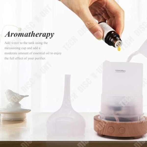TD® Glas Aroma Diffuser Färgglad LED Ljusgradient Aroma Luftfuktare Träkornsbas