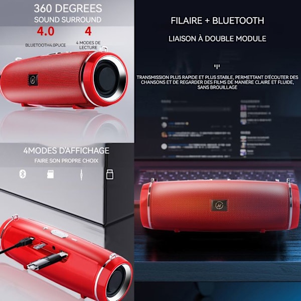 Mini Bluetooth-kaiutin - INN - Punainen - Bluetooth 5.0 - Stereo - Kannettava Röd