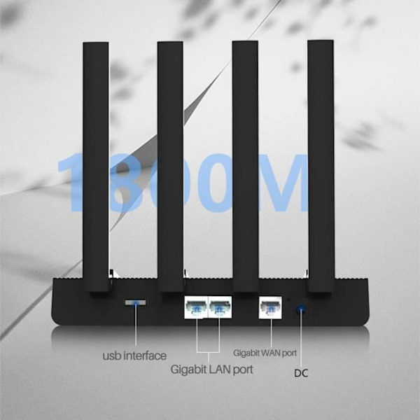 Langaton reititin - WiFi6 - Gigabit - 1800 Mbps - Kaksoiskanava - Parannettu signaali