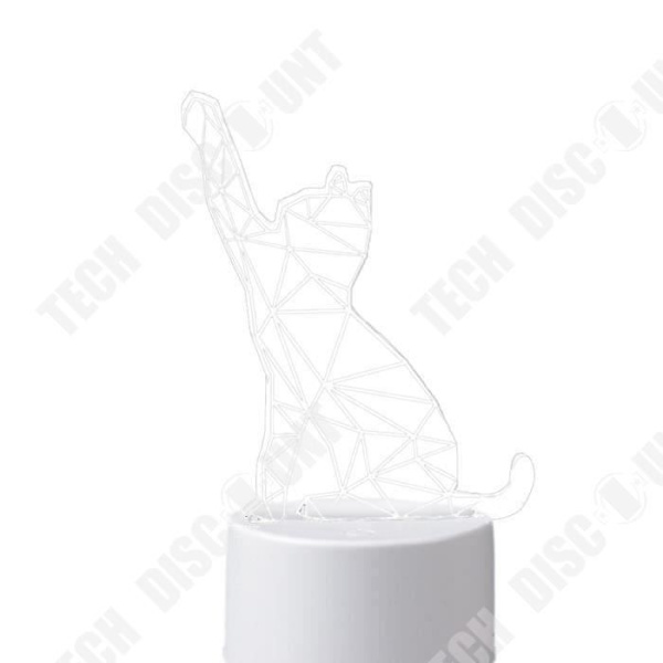 TD® Tactil dekorativ lampe med optisk illusion 7 farver - model kat - lavt forbrug USB-kabel 3 AAA-batterier