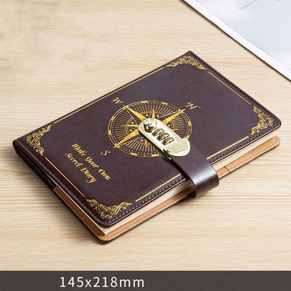 Adgangskodehæfte - LCC® - A5 145x218mm - 80 ark - Kunstlæder - Brun kastanj