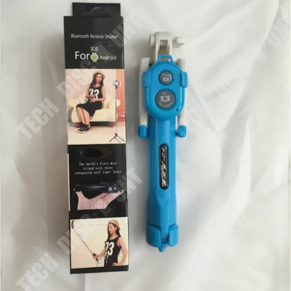 TD® Teleskopisk tripod Self-stick blå - Bluetooth selfie stick blå - Selfie stang til forskellige modeller