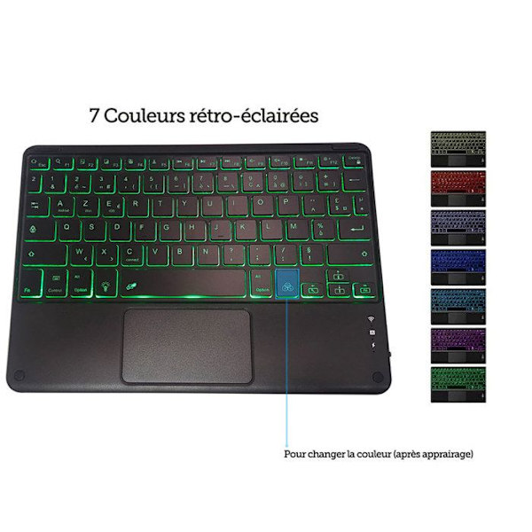Trådløst tastatur - INN - Bluetooth 3.0 - 7 farver baggrundslys - 78 taster - Fransk