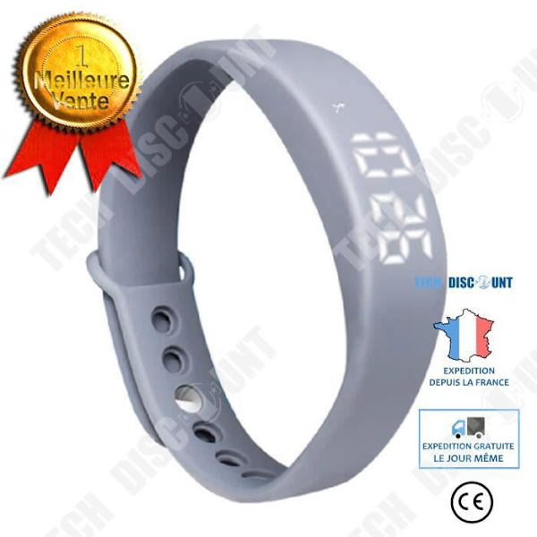 TD® 5W multifunktionell LED Smart armbandsur/sömnstegräknare Smart Watch Silikonrem (grå)