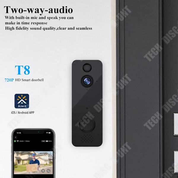 TD® Videodörrklocka Lågeffekt WIFI Trådlös dörrklocka HD Night Vision Bare Storage Smart dörrklocka