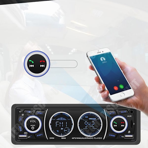 TD® Bluetooth-auto radiotaulukko 12V universaali auto MP3-soitin bluetooth handsfree plug kortti USB-radio musta