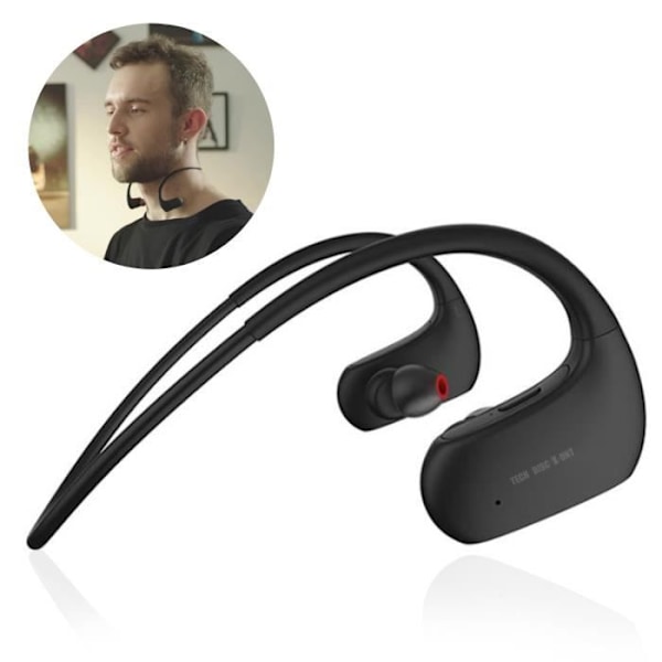 Benhörlurar med benledning - TD® - 5.0 - Bluetooth - 8 timmars batteritid - Svettresistent Svart