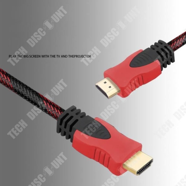 TD® HDMI-netværkskabel i rød og sort, 15 meter, forbindelseskabel til 1080P TV-skærm, version 1.4, højdefinitions HDMI-kabel