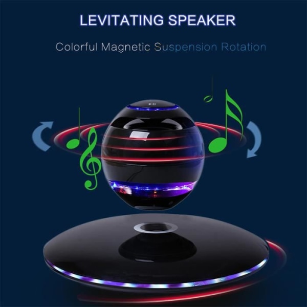 Trådlös magnetisk levitation 3D Bluetooth-högtalare som roterar med färgglad LED PR iOS Android färgglad svart