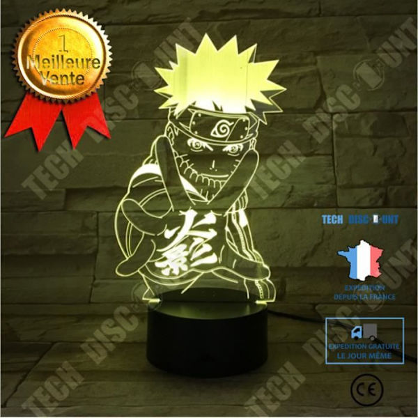 TD® Naruto 3D Natlampe til drenge LED 7 farver berøringslampe til bord Gave