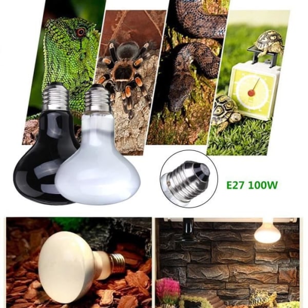 E27 100W infraröd värmelampa UVA Terrarium Vivarium Reptile Heat White