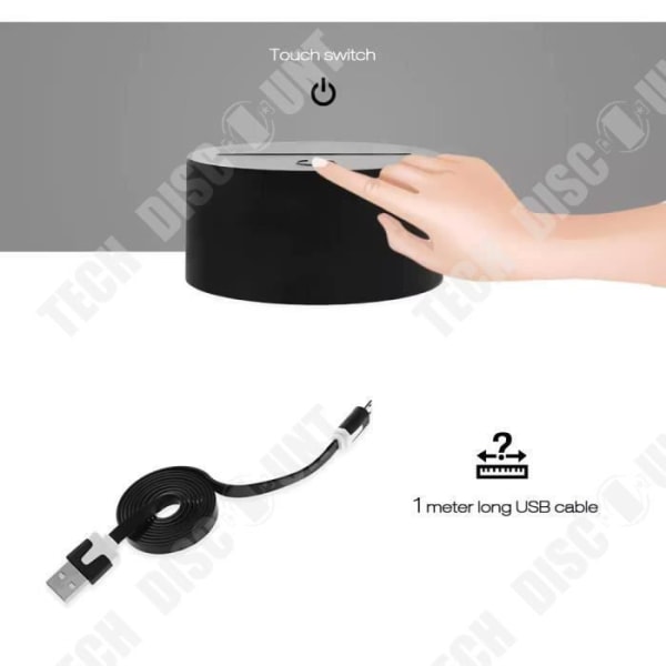 TD® Kosketustoiminnallinen optinen pöytävalaisin 7 väriä optinen illuusio - jalkapallomalli - matala energiankulutus USB-kaapelilla tai 3 A-paristolla
