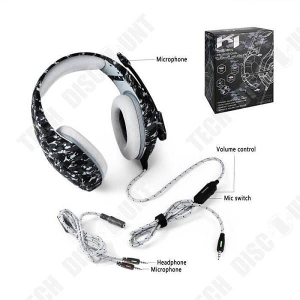 Gaming headset til PS4 Xbox One S camouflage med støjreducerende mikrofon stereo volumenkontrol justerbar mikrofon